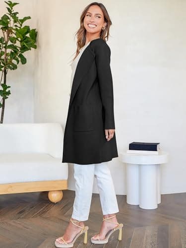 ANRABESS Womens Cardigan Sweater Open Front Knit Long Coatigan Dressy Casual Jacket Coat 2025 Fall Outfits Classy Clothes Black Small - Image 8