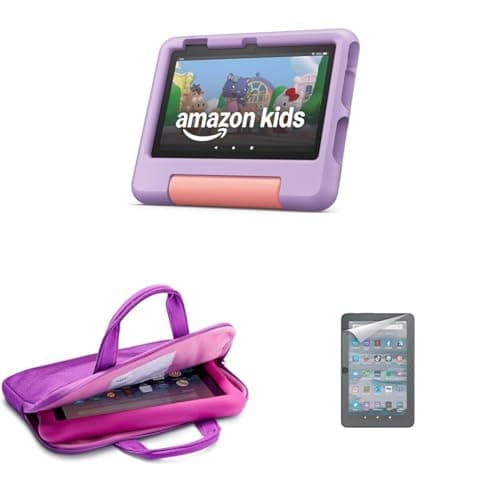 Amazon Fire 7 Kids Tablet Bundle (16GB, Purple) with Sleeve and Screen Protector - Image 1