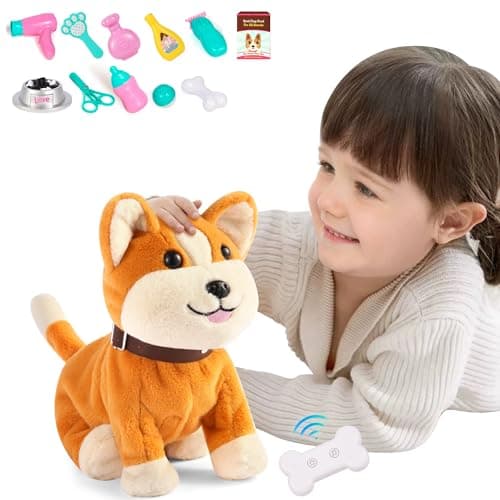 Interactive Plush Dog Toy for Kids 3+, Voice Activate, Walking, Sitting, Barking Corgi Puppy with Accessories, Realistic Stuffed Animal Gift for Girls 3-6 Years Old - Image 1
