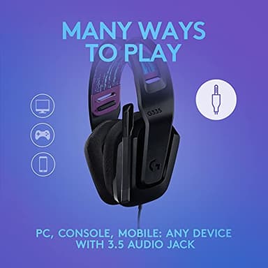 Logitech G335 Wired Gaming Headset, with Flip to Mute Microphone, 3.5mm Audio Jack, Memory Foam Earpads, Lightweight - Black - Image 3