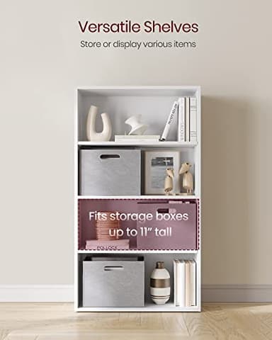 VASAGLE CUSTOS Collection - Bookshelf, 4-Tier Bookcase, Book Shelf, Open Storage Shelf, 9.4 x 23.6 x 42.4 Inches, for Living Room, Home Office, Dinning Room, Cloud White ULBC164T14 - Image 5