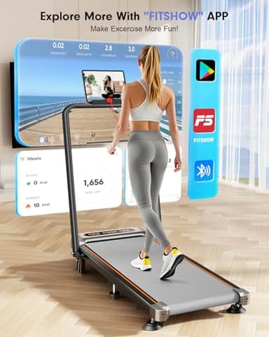 Foldable Treadmill with 8% Incline, Upgrade 3.5HP Low Noise Walking Pad Treadmill with Handle Bar, Trisomy 4 in 1 Portable Under Desk Treadmills for Home/Office, 330 Lbs Capacity, APP & Remote Control - Image 7