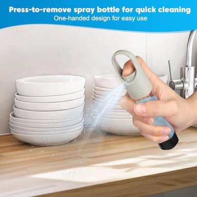 AIDEA Paper Towel Holder with Spray Bottle, Kitchen Towel Holder for Countertop, Spring Arm for Easy Tear, One-Handed Stainless Steel Paper Towel Dispenser with Weighted Base, Silver - Image 3