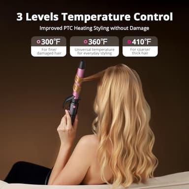 5-in-1 Rotating Curling Iron Set,Automatic Hair Curler with 5 Ceramic Barrels (3/4,1,1.25 Inch) | Fast Heating, Dual Voltage for Long-Lasting Curl Styling/Beach Wave - Image 4