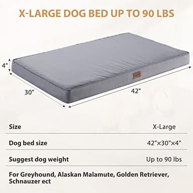 BFPETHOME Outdoor Dog Beds for Large Dogs, Waterproof Dog Bed for Medium, Large, Extra Large Dogs, Orthopedic Pet Bed with Removable Washable Cover, Egg Crate Foam Pet Bed Mat. (42 x 30 in, Grey) - Image 4