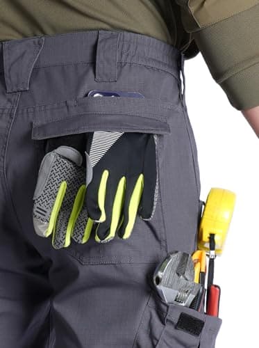 SPOSULEI Mens Cargo Pants Ripstop Work Hiking Pants Outdoor Breathable Quick Dry Stretch Tactical Construction Travel Working Pants with 9 Pockets Dark Grey 36Wx34L - Image 2