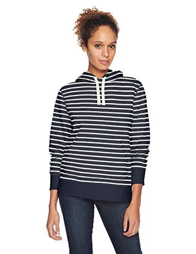 Amazon Essentials Women's Regular-Fit Fleece Pullover Hoodie (Available in Plus Size), Navy Stripe, Large - Image 1