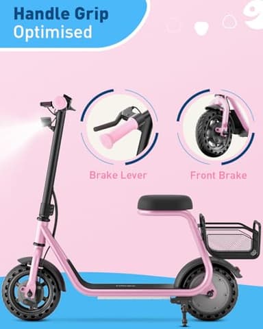 Hiboy Q2 Lite Kids Electric Scooter with Seat Ages 4-10 - 3-Speed Adjustable, UL Certified, Up to 9.3 MPH with 100W Motor, 5-Mile Range, LED Neon/Brake Lights, LCD Display - Pink - Image 6