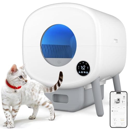 Cumrige Self Cleaning Litter Box, Large Capacity Automatic Cat Litter Box Self Cleaning for Cats, App Control,Safety Protection, 2 Roll Garbage Bags,White & Grey - Image 1