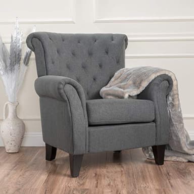 Christopher Knight Home Merritt Fabric Tufted Chair, Dark Grey - Image 2