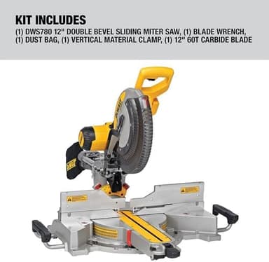DEWALT Miter Saw, 12-inch Double Bevel Sliding Compound Miter Saw with XPS LED Shadow Light System, Includes Blade Wrench, Material Clamp and Dust Bag (DWS780 - Image 5