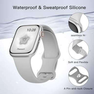 Sport Silicone Band Compatible with Apple Watch Bands 40mm 38mm 41mm 44mm 45mm 42mm 49mm Women Men,Soft Wristband Waterproof Replacement Sport Strap for iWatch Bands Series 9 8 7 6 5 4 3 2 1 SE Ultra - Image 2