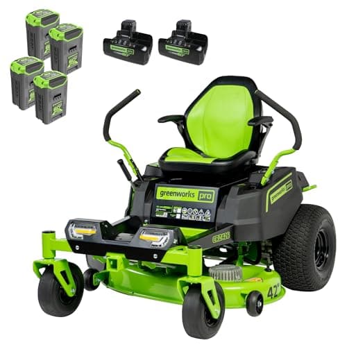 Greenworks 60V 42” Cordless Electric CrossoverZ Zero Turn Riding Mower, (4) 8.0Ah Batteries and (2) Dual Port Turbo Chargers - Image 1