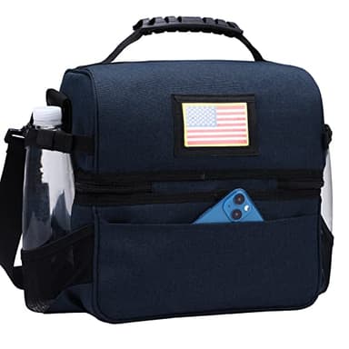 MIER Dual Compartment Lunch Bag Tote with Shoulder Strap for Men and Women Insulated Leakproof Cooler Bag, Dark Blue - Image 7