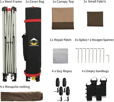 CROWN SHADES 13x13 Pop Up Gazebo, Canopy Tent, Gazebos on Clearance - Outdoor Gazebo for Backyard & Patio Furniture - Carpa Pop Up Tent with Wheeled STO-N-Go Cover Bag (Beige & Coffee) - Image 6