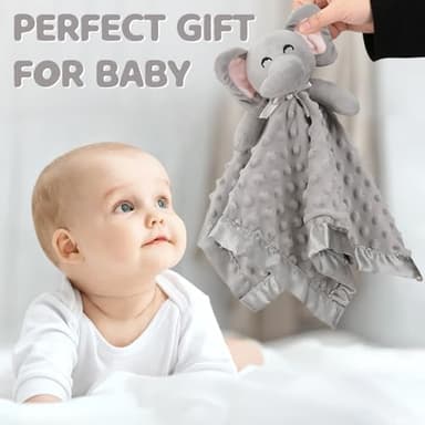 Pro Goleem Elephant Security Blanket, Soft Lovey Unisex Lovie Baby Gifts for Newborn Boys and Girls Snuggle Toy Stuffed Animal Grey 16 Inch - Image 3