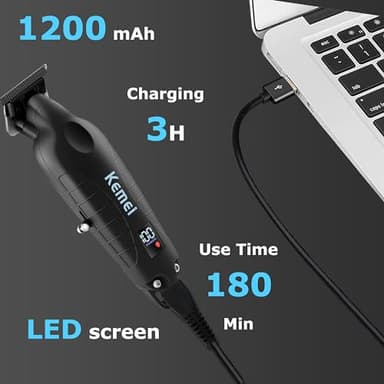 KEMEI 2293 Professional Hair/Beard Trimmer for Men Zero Gapped Hair Clippers for Barber with T Blade, Cordless Rechargeable - Image 4