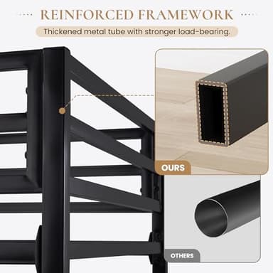 SHA CERLIN Loft Bed Twin Size with Ladder and Guardrail,Heavy Duty Metal Slats Support No Box Spring Needed Small Space Saving Furniture for Bedroom Dorm,Black - Image 4
