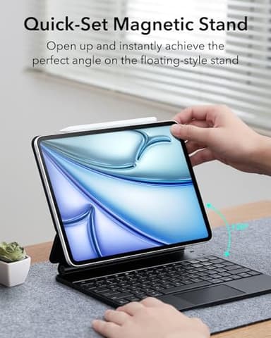 ESR iPad Air 13 Inch Case Keyboard (M3/M2, 2025/2024) & iPad Pro 12.9 inch (3/4/5/6th Gen) Magic Keyboard, Easy-Set Floating Cantilever Stand, Precision Multi-Touch Trackpad, Rebound Series, Black - Image 5
