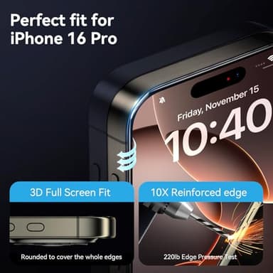 X-it 3-Pack Privacy Screen Protector for iPhone 16 Pro (6.3"), 9H+ Tempered Glass, Auto-Dust Removal, Military Grade Protection, Bubble-Free, Full Coverage, Case Friendly - Image 3