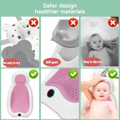 babove Baby Bath Support | Newborn Bathtub,Ergonomically Designed with Thermometer Collapsible Baby Bathtub Baby Bather, Baby tubs for Baby tubs for Newborn Essentials Must Haves (Pink) - Image 5