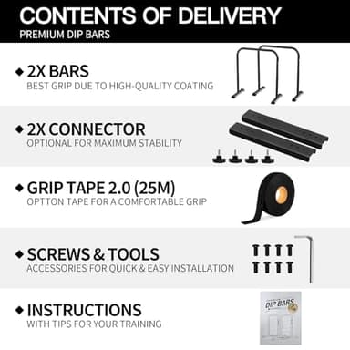 KAKICLAY 2025 Upgrade World's Best Strongest Premium Dip Bars With Adjustable Ultra-Stable Settings & Non-Slip Feet - USA Original Patent, Designed, Shipped, Warranty - Image 7