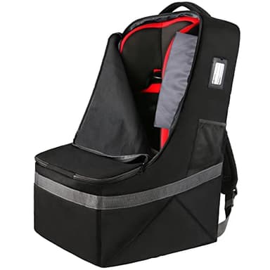 YOREPEK Padded Car Seat Travel Bag Backpack for Airplane, Heavy Duty Car Seat Bags for Air Travel, Carseat Cover for Airplane Travel with Shoulder Strap, Car Seats Carrier for Airport, Black - Image 1