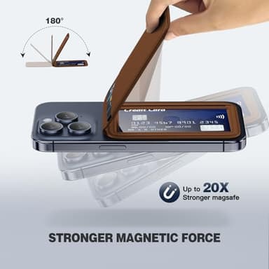QYQBOON Mag-Safe Wallet for iPhone - Lightweight Magnetic Phone Wallet Stand With Adjustable Leather Card Holder for iPhone 16/15/14/13/12 Series, Not for Mini (Brown) - Image 3