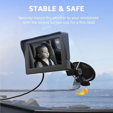 Baby Car Camera, HD Display Baby Car Mirror with Night Vision Feature, 4.3 inch Baby Car Camera with Monitor Wide Clear View, BackSeat Camera Rear Facing to Observe Baby’s Every Move - Image 8
