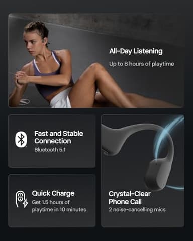 SHOKZ OpenRun Mini (AfterShokz Aeropex Mini) -Bone Conduction Open-Ear Bluetooth Sport Headphones - Waterproof Wireless Earphones for Workouts and Running - Built-in Mic, with Headband - Image 8