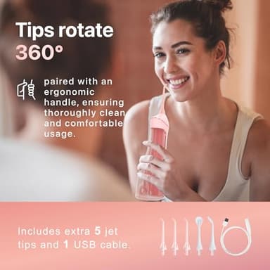 Oralfree Water flosser Teeth Picks - Dental Braces Cordless Oral Irrigator Portable Rechargeable Travel Irrigation Cleaner IPX7 Waterproof Electric Professional Flossing Teeth Cleaning for Home - Image 6