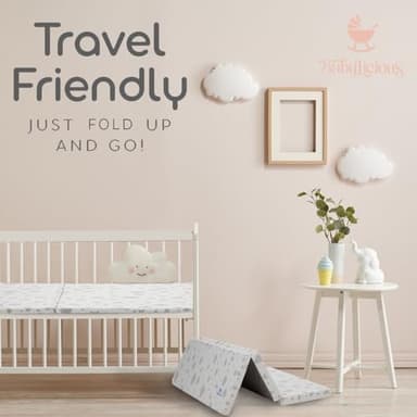 Waterproof Pack and Play Mattress Topper | 38" x 26" x 1.5" | Trifold Style - Breathable Soft Plush Foam - Portable Mattress Topper- Baby Foam Mattresses for Babies - Image 6
