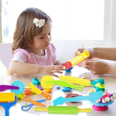 LCY WEDSHI Playdough Tool Set, 9 Pcs Play Dough Tools Sets for Kids Ages 4-8, Playdough Accessories Includes Cutters Roller, Rolling Pins, Safety Scissors, Plastic Knife - Image 5