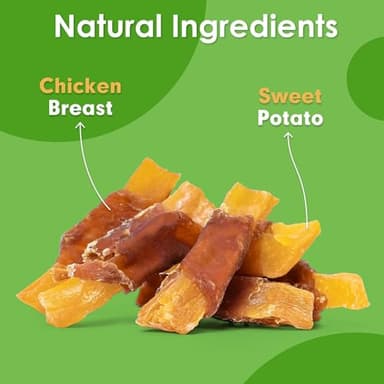 MON2SUN Dog Treats Rawhide Free Chicken Wrapped Sweet Potato Snacks, Gluten & Grain Free, Treats for Puppy and Small Dogs, (Chicken, 1.56 Pound-Pack of 1) - Image 2