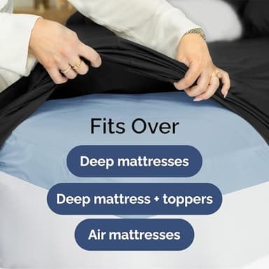 Extra Deep Queen Sheet Set - 6 Piece Breathable & Cooling Sheets - Hotel Luxury Bedding Set w/18-24 Inch Extra Deep Pockets - Easy & Secure Fit - Super Soft, Wrinkle Free & Comfy - Black, Queen Size - Image 6
