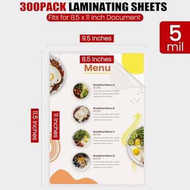 CAREGY 300 Pack Laminating Sheets, Holds 8.5 x 11 Inch Sheets,5 Mil Thermal Laminating Pouches,9 x 11.5 Inches Lamination Sheet Paper for Laminator, Clear, Letter Size, Office and School Supplies - Image 2