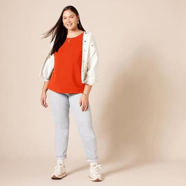 Amazon Essentials Women's Regular-Fit Short-Sleeve Crewneck T-Shirt, Pack of 2, Lavender/Tomato Red, X-Large - Image 8