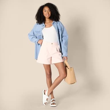 Amazon Essentials Women's High-Rise Relaxed-Fit A-line Elastic Back Short, Rose, 12 - Image 4