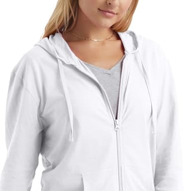 Hanes womens Slub Jersey fashion hoodies, White, X-Large US - Image 4