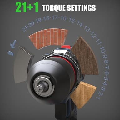 INSPIRITECH 20V Cordless Drill Set, Brushless Power Drill Set with 3.0Ah Battery and Charger,3/8-Inch Metal Chuck Electric Drill Driver,22 Torque Setting,Drill/Driver Bits and Tool Bag Included… - Image 6