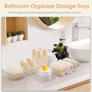 Criusia Drawer Organizer, 18 Pack Large Clear Plastic Kitchen Drawer Organizers Set, 6 Size Versatile Bathroom and Vanity Drawer Organizer Trays, Storage Bins for Makeup, Bedroom, Kitchen Utensils - Image 5