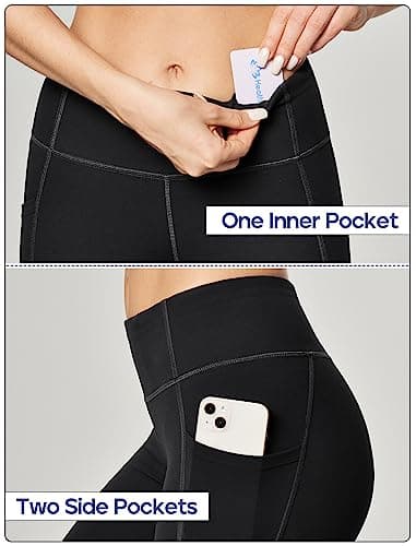 Heathyoga Women's Yoga Pants Leggings with Pockets for Women High Waist Yoga Pants with Pockets Workout Leggings Tights Black - Image 4