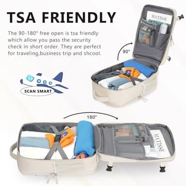 Snoffic Travel Backpack for Women, Large Carry On Backpack for Travel, Waterproof Backpack Personal Item, Backpack for Women, laptop backpack 17.3 inch, College Bag Casual Daypack, Beige - Image 3