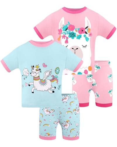 DAUGHTER QUEEN Girls Pajamas 18-24 Months Summer PJs Llama Pj Sets Baby Toddler 100% Cotton Short Sleeve Jammies Sleepwear Alpaca Clothes Outfits 18m/Mo 24m/Mth - Image 1