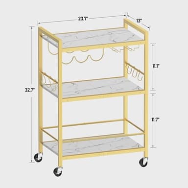 TUTOTAK Bar Cart - Serving Cart for Home - Microwave Cart, Drink Cart, Mobile Kitchen Shelf with Wine Rack and Glass Holder, Rolling Beverage Cart BC01BMG030 - Image 6