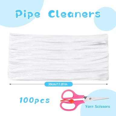 Zxiixz 100Pcs Pipe Cleaners, Pipe Cleaners Craft, Creative Craft Pipe Cleaners for Festivals Decoration, Chenille Stems Crafting Pipe Cleaners, Craft Supplies for Home DIY Hand Arts Decorations/White - Image 2