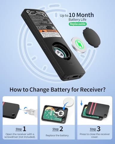 Esky Key Finder Locator with Sound, Stick-on TV Remote Control Finder, Item Locator Tags with 85dB Noise Sound 6 Receivers, Wallet Tracker Key Finders for Finding Keys, Remote Gift Idea - Image 4