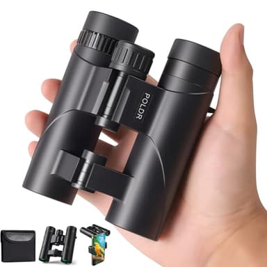 POLDR 12x25 Compact Binoculars for Adults and Kids, High Powered Waterproof Binocular with Phone Adapter, Small Easy Focus HD Binoculars for Bird Watching, Concerts, Hiking, Travel, Cruise - Image 1