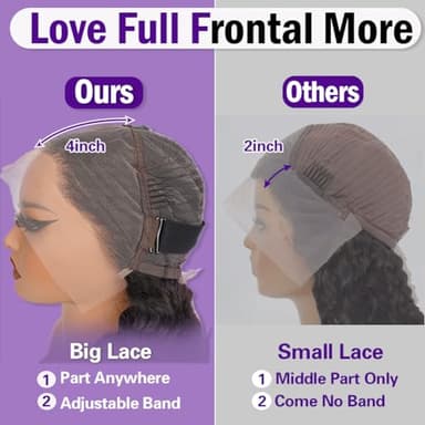 LRV 26 Inch Deep Wave Lace Front Wigs Human Hair, 13x4 HD Curly Lace Front Human Hair Wet Wavy Waterwave Glueless Frontal Deep Wave Wig for Women, Pre Plucked, 180 Density, Average Cap, Tangle Free - Image 3