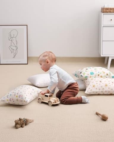Babebay Toddler Pillow,13X18 Soft Toddler Pillows for Sleeping, Machine Washable Kids Pillow with Cotton Pillowcase, Perfect for Travel, Toddlers Cot - Image 7